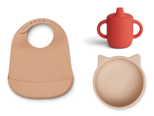 Liewood cat apple red multi mix spisesæt Connor (3-pack)